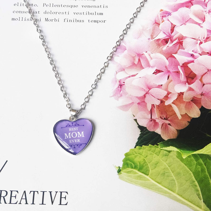 Mom Mother day’s Pendant Necklace Rose Flower Love Heart Lockets Chain Time Gem Jewelry for Women Girls (Silver J) Silver J - BeesActive Australia