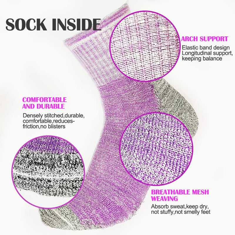 Women's Hiking Walking Socks,Multipack Outdoor Recreation Socks,Performance Wicking Cushioned Cotton Gym Athletic Crew Socks Size 6-10 (3 Pairs) - BeesActive Australia