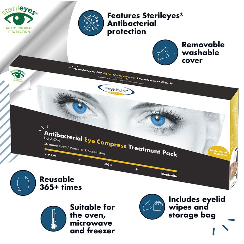 The Eye Doctor Premium Treatment Bundle - Reusable Hot Cold Eye Compress & 20x Single Use Biodegradable Eyelid Wipes for Dry Eye, Blepharitis & MGD - Microwave Safe Mask 20 Count (Pack of 1) - BeesActive Australia