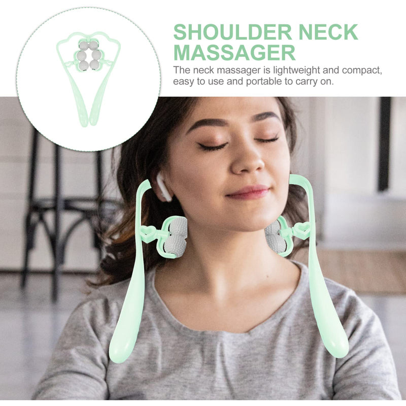 Healvian Hip Hook Neck Massage Roller Neck and Shoulder Shiatsu Deep Tissue Trigger Point Manual Self Muscle Massage Tool with Balls for Self Muscle Tension Relief Scalp Massager Green Arm Massager - BeesActive Australia