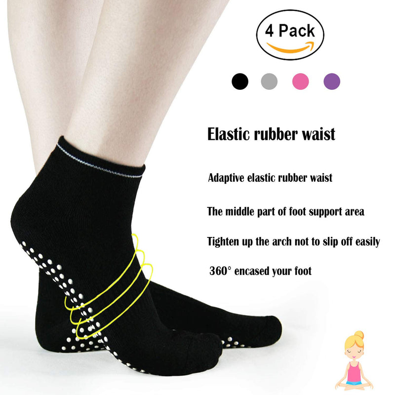 [AUSTRALIA] - Sticky Grippers Non Skid Socks ELUTONG 2/4 Pack Floors Slip Socks For/Men/Women 01 Black+grey+purple+pink 