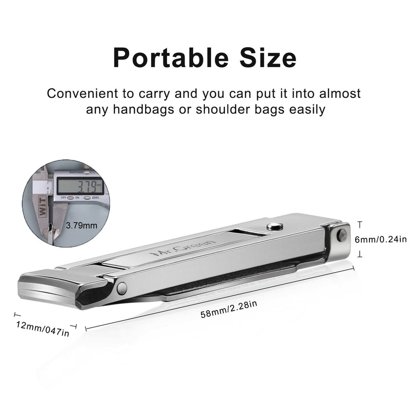 Portable Nail Clippers,Medical Grade Stainless Steel Foldable Nail Cutter with Leather Case, Ultra Slim Travel Design Mr-3001 - BeesActive Australia