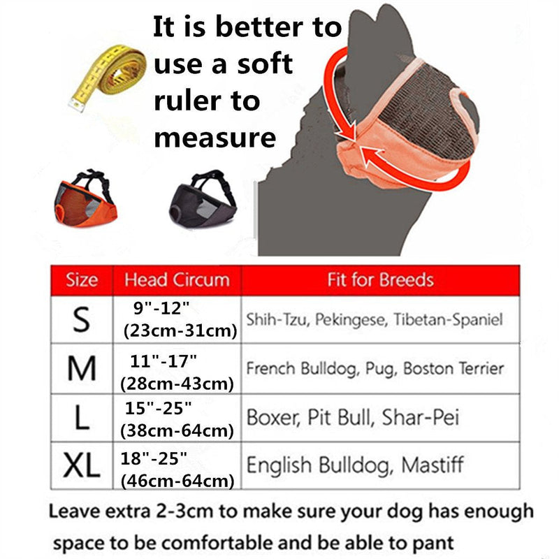 JYHY Short Snout Dog Muzzles- Adjustable Breathable Mesh Bulldog Muzzle for Biting Chewing Licking Training Grooming Dog Mask Medium/11"-17" Grey(Eyehole) - BeesActive Australia