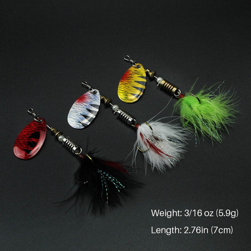 [AUSTRALIA] - Fishing Lures 10pcs Spinner Lures Baits with Tackle Box, Bass Trout Salmon Hard Metal Rooster Tail Fishing Lures Kit by FouceClaus 