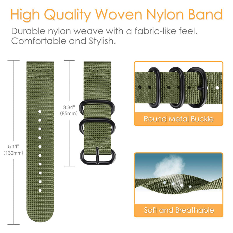 Fintie Band Compatible with Samsung Galaxy Watch 4 40mm/44mm and Classic 42mm/46mm / Gear Sport/ Gear S2 Classic , 20mm Quick Release Soft Nylon Replacement Strap Band Olive - BeesActive Australia