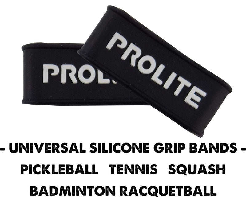 PROLITE Grip Bands - Holds Your Grip in Place - One Size Fits All - Perfect for Pickleball Paddles, Tennis & Racquetball Racquets - Black Silicone Band w/Embossed Logo On Both Sides 6-Pack - BeesActive Australia