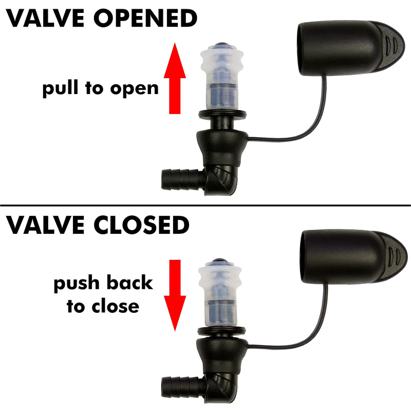 Hydration Bladder Bite Valve Mouthpiece Replacement > Pull/Push Shutoff Valve, Silicone Nozzle with Cap Protector, 90 degree for Quick Acces & Easy Drinking, Universal for Any Hydration Pack System - BeesActive Australia