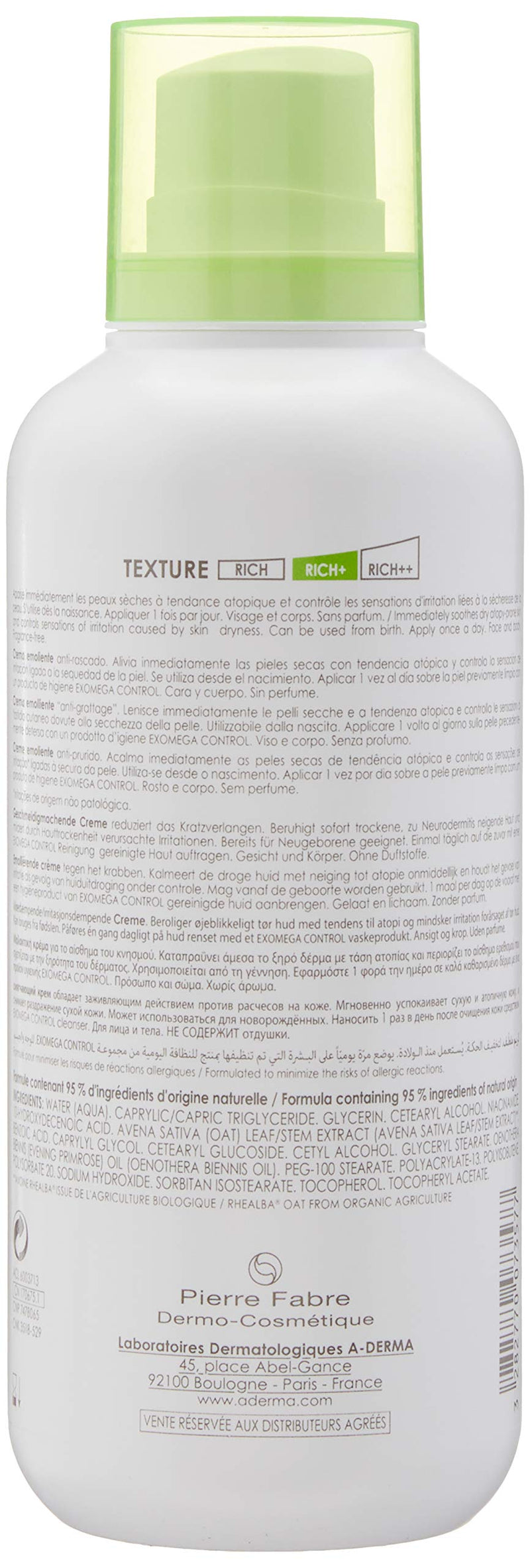 Aderma Exomega Emollient Cream 400ml 13.53 Fl Oz (Pack of 1) - BeesActive Australia