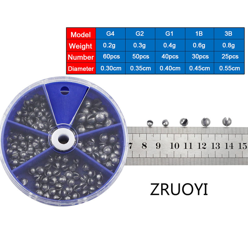 Split Shot Fishing Weights Sinkers 205Pcs 5 Sizes Weights 0.2/0.3/0.4/0.6/0.8g Round Fishing Line Sinker Removable Egg Lead Assortment - BeesActive Australia