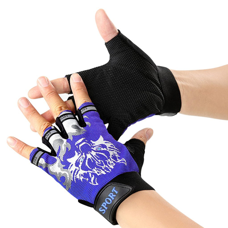 Kids Fingerless Cycling Gloves Breathable Non-Slip Shock-Absorbing Child Riding Bike Gloves Half Finger Outdoor Sports Gloves for Girls Boys Fishing Bicycle Roller Skating Hunting Climbing Blue, Age 4-9 - BeesActive Australia