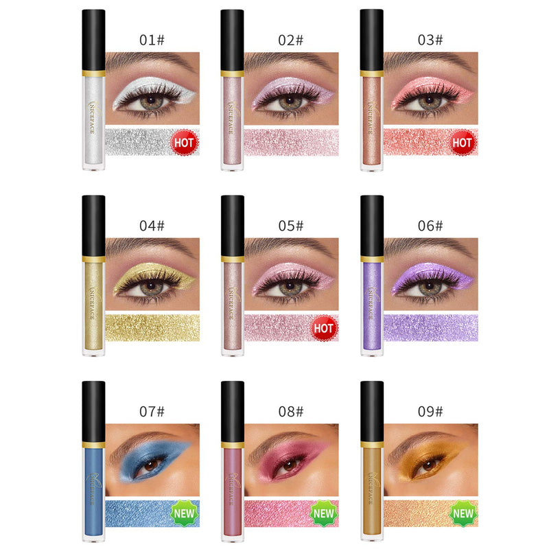 Glitter Liquid Eyeliner, COOSA 10 Colors Waterproof Shimmer Colorful Eyeliners Silver Gold Lasting Sparkling Glitter Eyeshadow (10 PCS) - BeesActive Australia