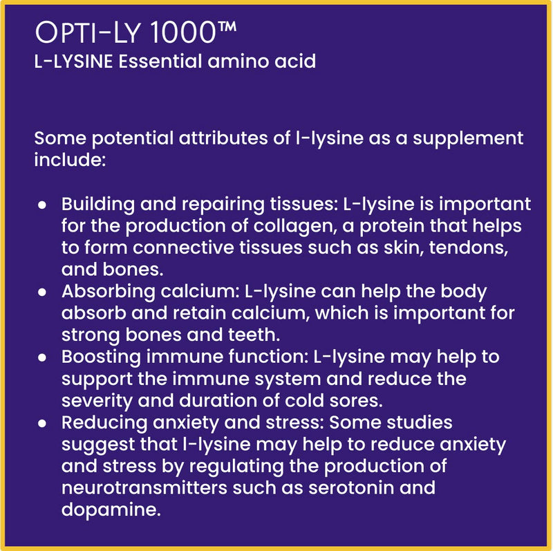 L-Lysine 1000mg - XL Box 3 Months 90 caps Not 60 | Opti- Ly 1000™ |Essential Amino Acid | Athletic Performance| Muscle Power | BP | Heart| Cold Sores| Leaky Gut| Sugar Support| Mood| Exam Anxiety - BeesActive Australia