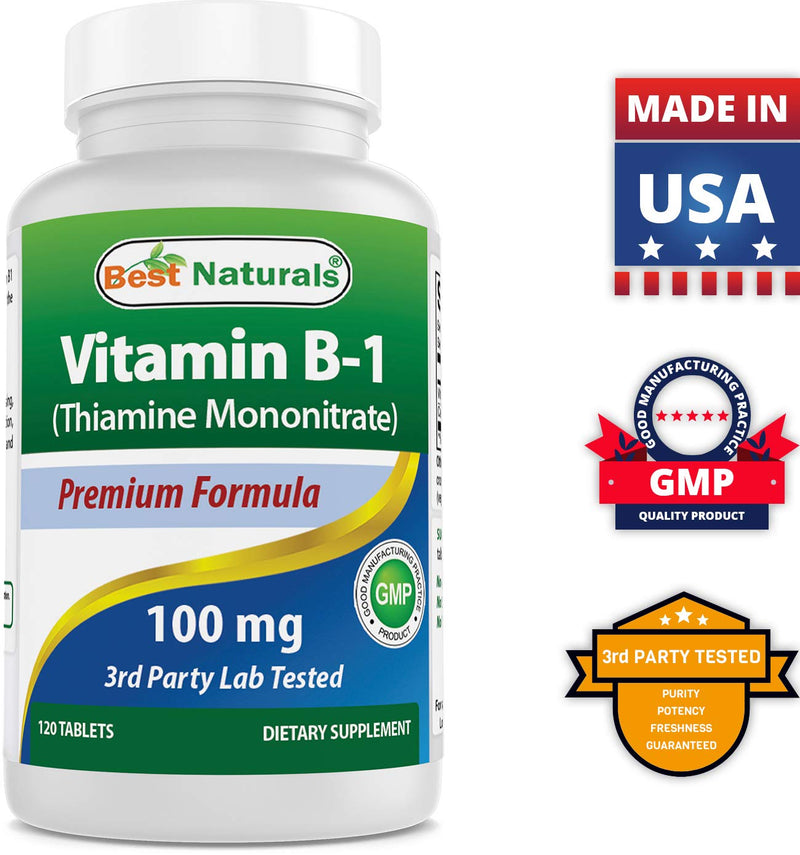 Best Naturals Vitamin B1 as Thiamine Mononitrate 100 mg 120 Tablets (120 Count (Pack of 2)) - BeesActive Australia