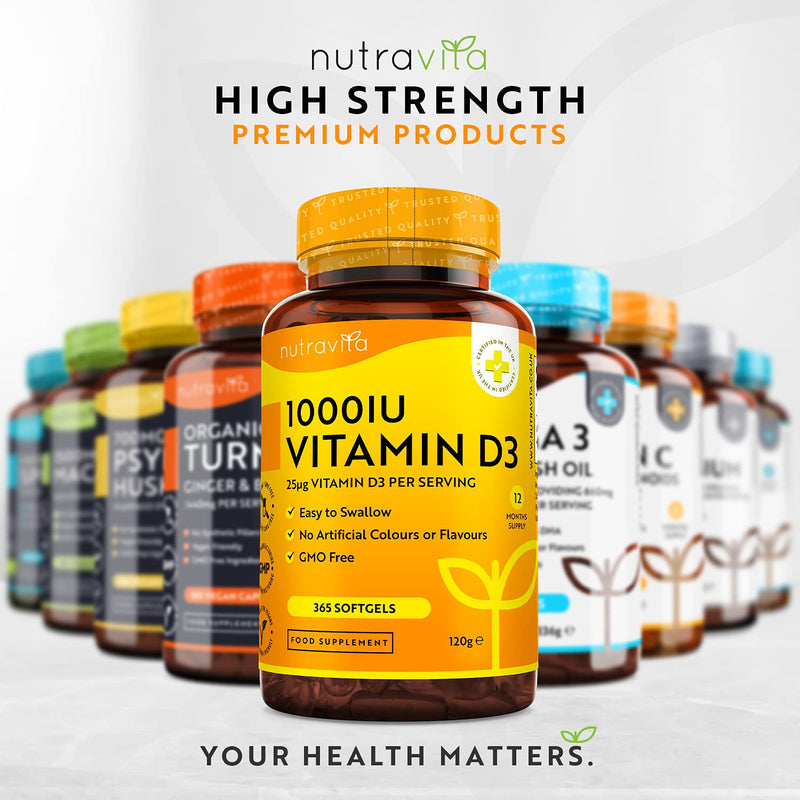 Vitamin D 1000 IU (25?g) � 365 VIT D Softgel Capsules Full Year Supply � for Maintenance of Healthy Immune System, Muscles, Bones & Teeth � Vitamin D3 Cholecalciferol � Made in The UK by Nutravita Non-Vegan - BeesActive Australia