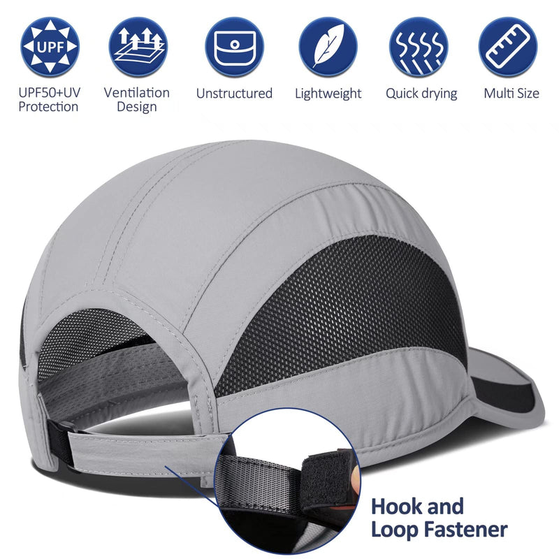 GADIEMKENSD Outdoor Running Hat Unstructured Sports Cap Quick Dry Mesh for Adults Light Gray 7-7 1/2 - BeesActive Australia