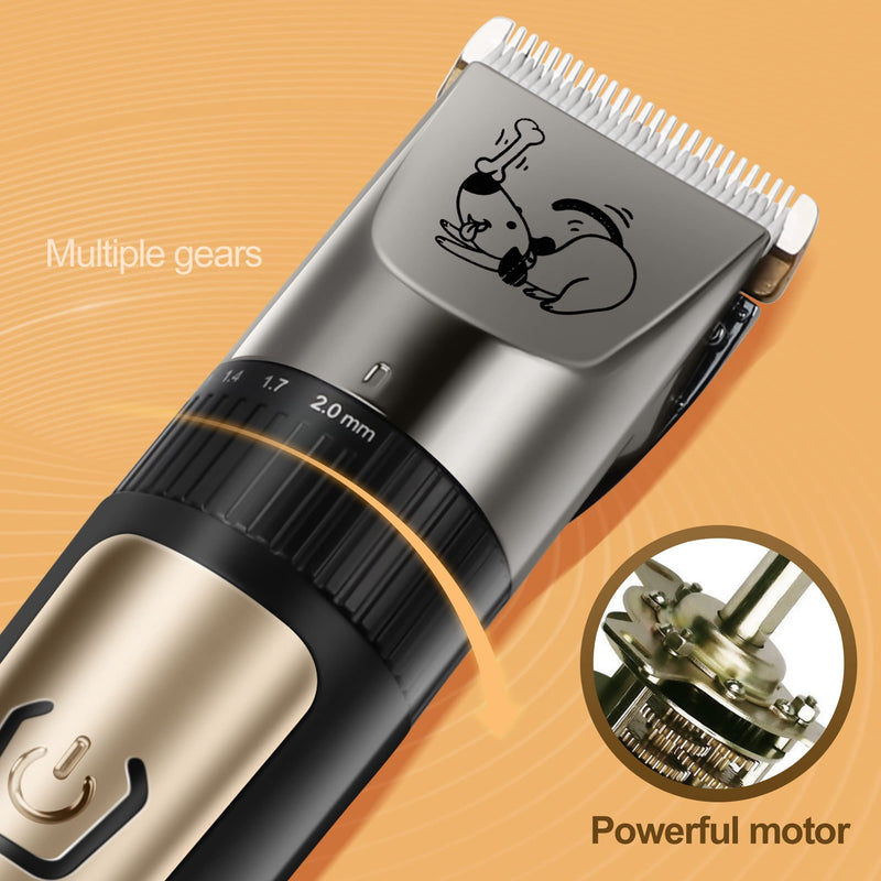 Dog Clippers, Cordless Low Noise Rechargeable Electric Dog Grooming Clipper Kit, Adjustable Clipper Comb & Detachable Blades Dog Trimmer, Suitable for Dogs, Cats, Pets - BeesActive Australia