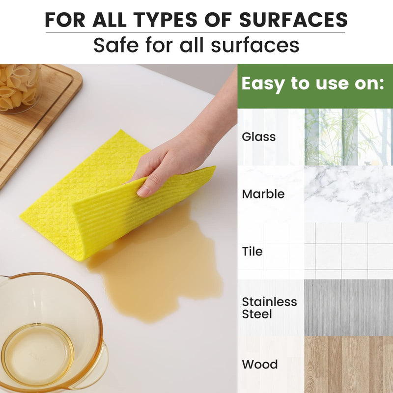 Homaxy Swedish Dishcloths for Kitchen, 10 Pack Reusable and Eco-Friendly Cellulose Sponge Cloths Dish Towels, Absorbent and No Odor Paper Towels for Dishes ＆ Counters, Yellow Pack of 10 - BeesActive Australia