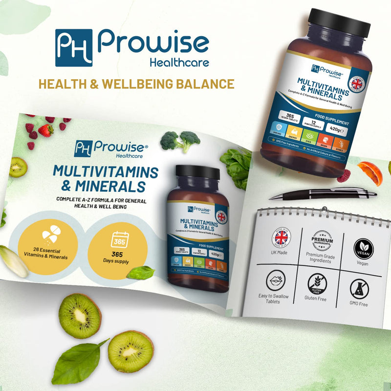 A-Z Multivitamins And Minerals I 365 Vegan A-Z Vitamins Tablets (1 Yr Supply) I 26 Essential Active Vitamins, Minerals & Micronutrients for Men & Women I Made in The UK by Prowise Healthcare - BeesActive Australia