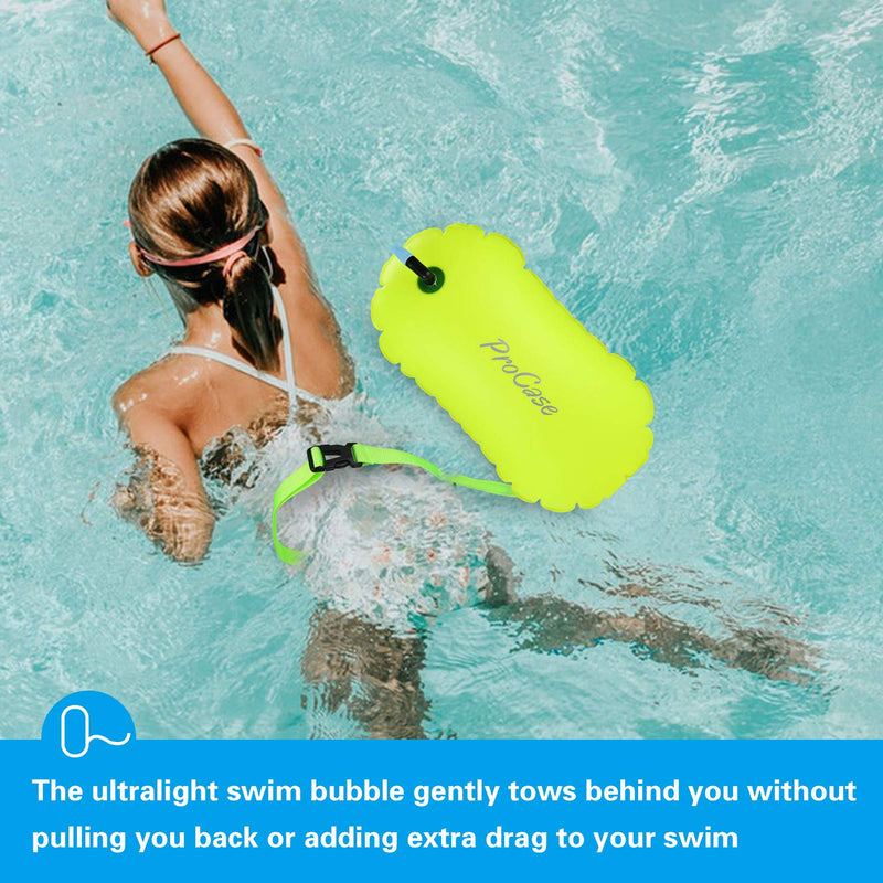 [AUSTRALIA] - ProCase Swim Buoy Float, Swimming Bubble Safety Float with Adjustable Waist Belt for Open Water Swimming, Safe Swim Training, Triathletes, Kayaking, Snorkeling Neon Yellow 