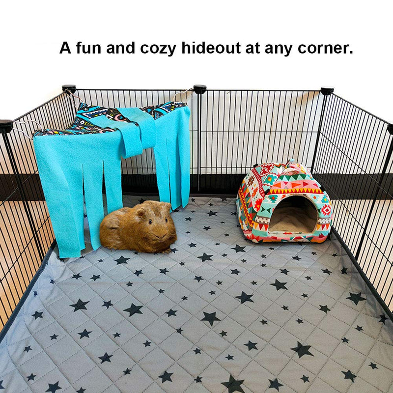 RIOUSSI Guinea Pig Hideout Hideaway Corner Fleece Toys Cage Accessories with Reversible Sides S-12" x 12" x 12" geometric - BeesActive Australia