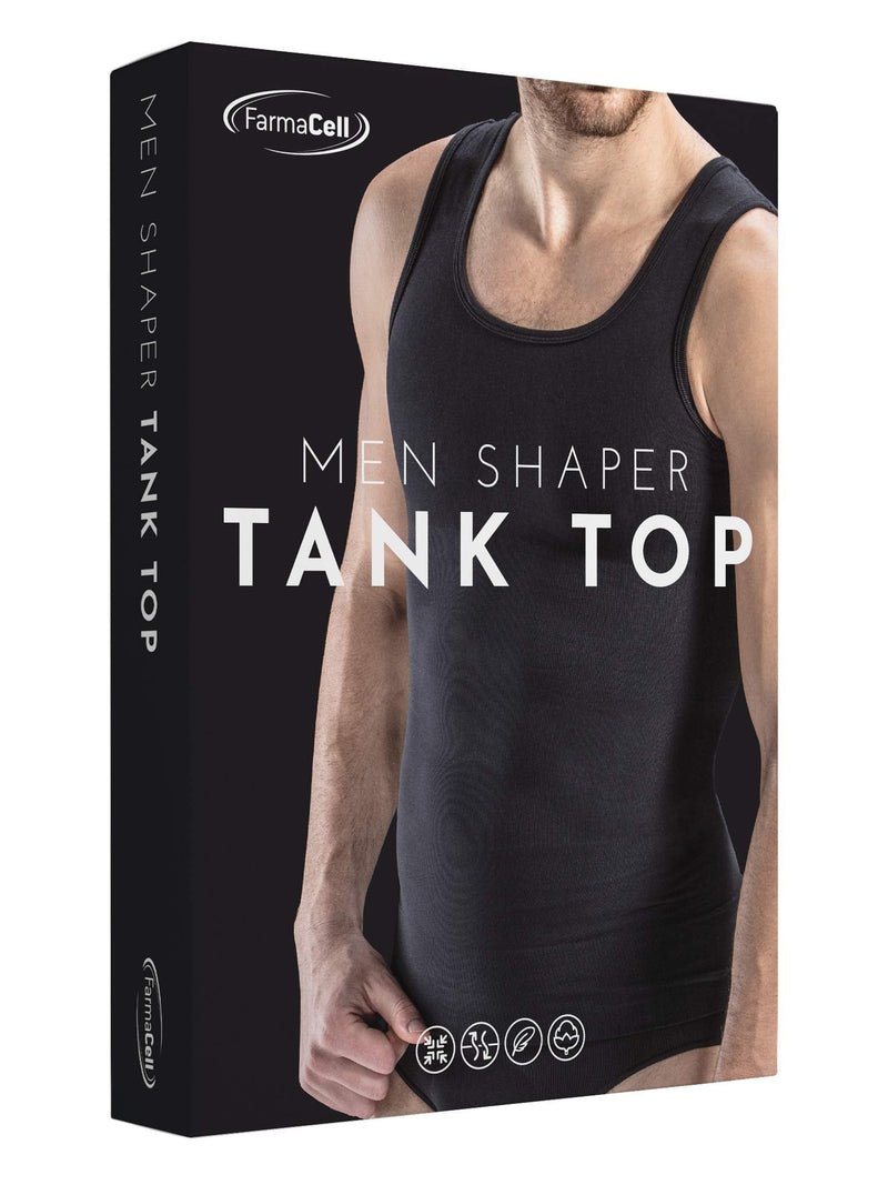 Farmacell 417 Men's Tummy Control Body Shaping Vest, 100% Made in Italy X-Large Black - BeesActive Australia