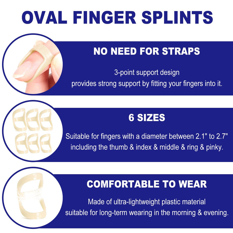 10Pcs Oval Finger Splints & Sleeves Kit, 6 Graduated Oval Trigger Finger Splint & 4 Finger Sleeves for Trigger/Mallet/Arthritis/Straightening, Finger Brace Support for Thumb/Middle/Ring/Index/Pinky(Size 4,5,6,7,8,9) - BeesActive Australia