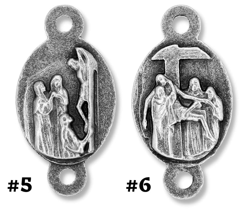 Seven Sorrows Medals Set of 8, Made in Italy - Rosary Parts to Make Seven Sorrows Rosary Seven Dolors, Height 11/16" to 1 1/6" Per Medal - BeesActive Australia