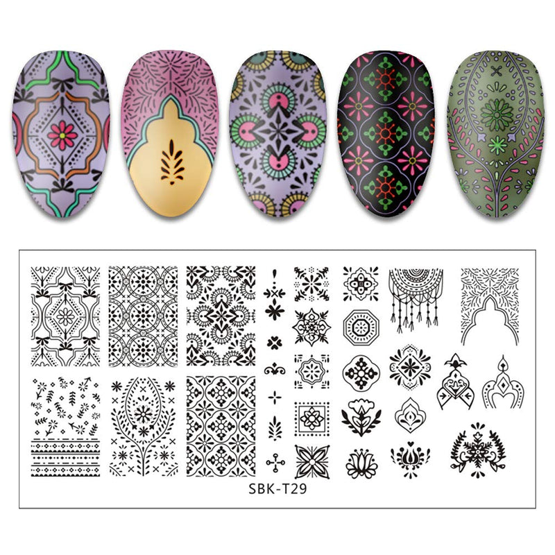 SILPECWEE 6Pcs Nail Stamping Plates Set Butterfly Flower Winter Nail Art Stamp Templates Manicure Salon&DIY Tools NO2 - BeesActive Australia