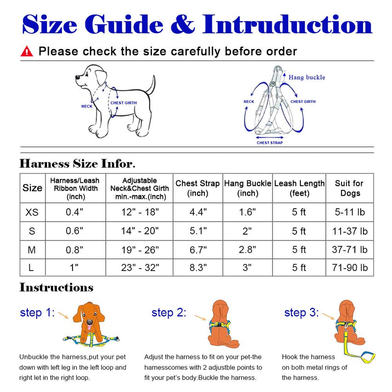 QQPETS Dog Harness Leash Set Adjustable Heavy Duty No Pull Halter Harnesses for Small Medium Large Breed Dogs Back Clip Anti-Twist Perfect for Walking XS(12"-18" Chest Girth) Daisy - BeesActive Australia