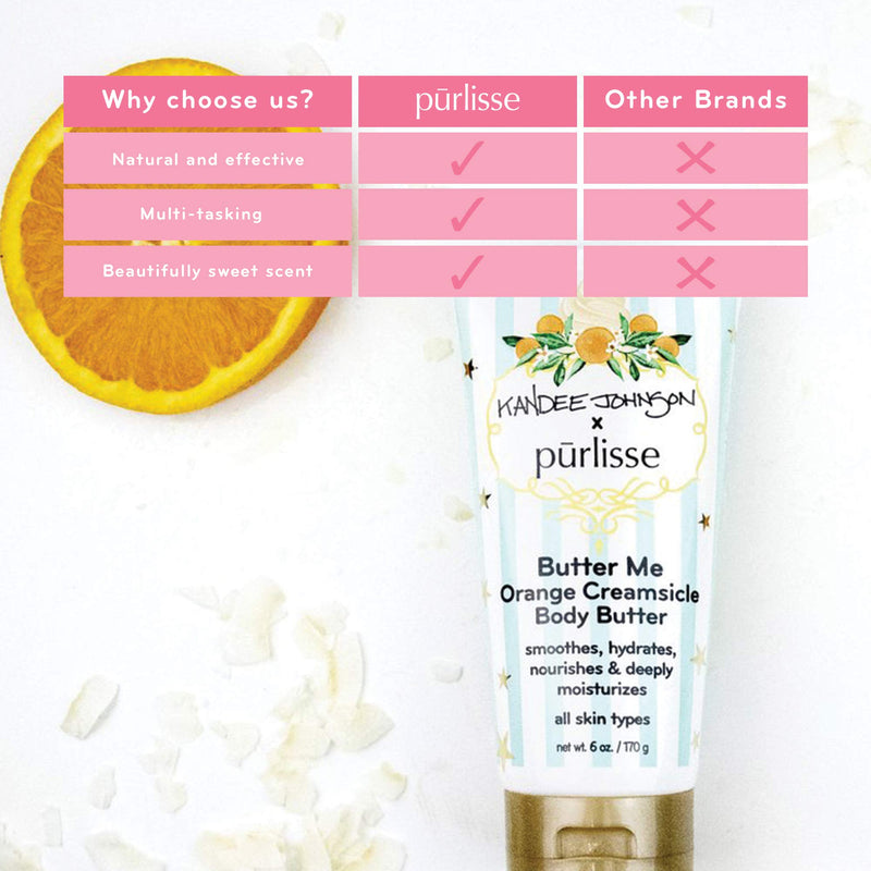 purlisse x Kandee Johnson Butter Me Orange Creamsicle Body Butter: Cruelty-Free & clean, Paraben & Sulfate-free, Coconut locks in moisture, Citrus brightens dull skin | 6oz - BeesActive Australia