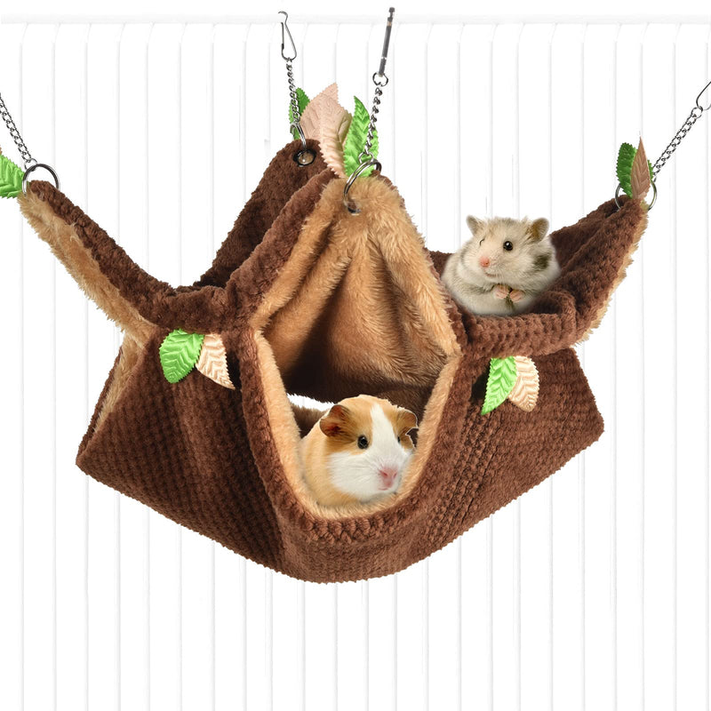 Petmolico 2 Pack Small Animal Hammocks, Warm Plush Hanging Tunnel & Double Tier Bunkbed Hammock Cage for Ferret Guinea Pig Chinchilla Squirrel Rat Hamster Hideout Sleeping Swing Hammock Brown - BeesActive Australia