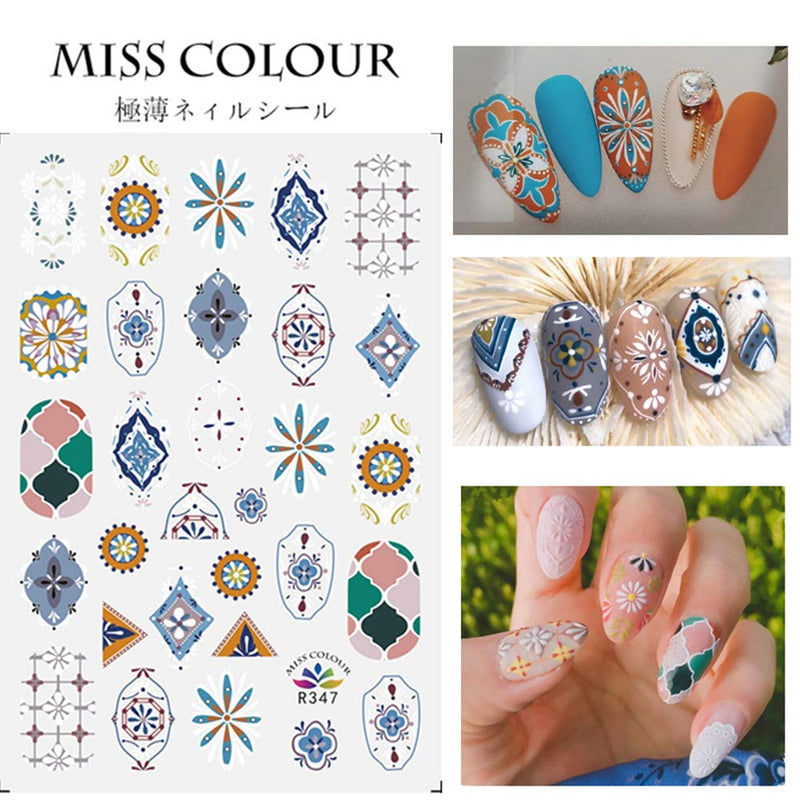Nail Art Stickers Decals 3D Self-Adhesive Nail Decals Nail Art Supplies 6Sheets Flower Number Letter Digital Mixed Designs Nail Stickers for Acrylic Nails Women Nail Art Decorations Manicure Tips - BeesActive Australia