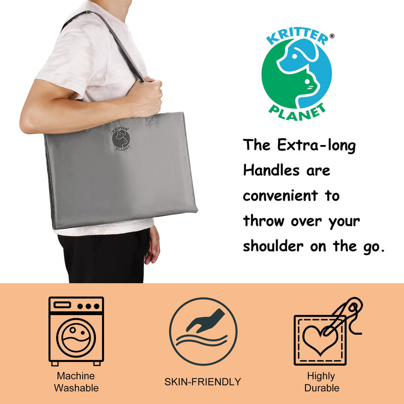 Kritter Planet Reversible Waterproof Dog Bed Pad for Camping Travel, Portable Car Seat Pet Cushion Mat with Handles for Small Medium Dogs Cats, Indoor and Outdoor Use Grey - BeesActive Australia