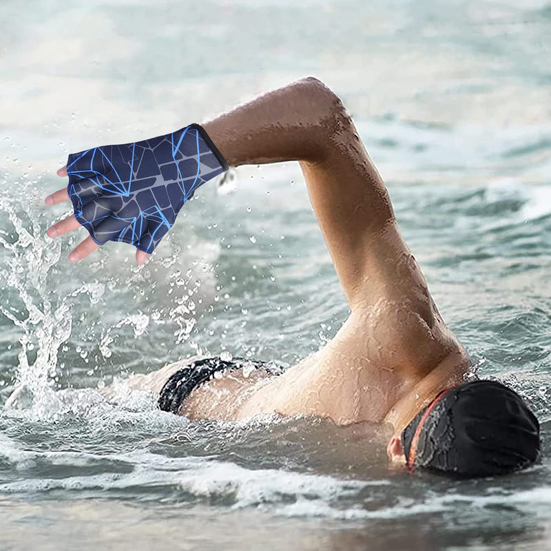 Aquatic Glove Open Finger Webbed Swimming Glove Elastic Nylon Water Training Paddle Adjustable Diving Hand Swim Gear Glove for Men Women Fitness Surfing Sport Hand Fin Diving Hand Web Equipment - BeesActive Australia