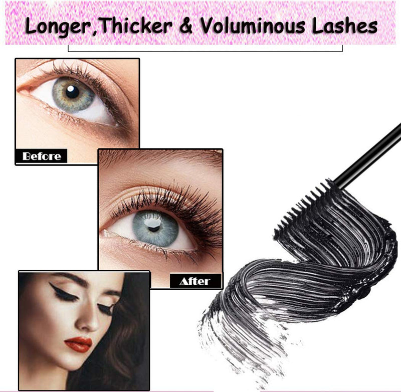 Aaiffey 4D Mascara,Fiber Lash Mascara Waterproof Mascara Lengthening Mascara and Natural Thickening for Long Lasting Eye Makeup (E017) Black - BeesActive Australia