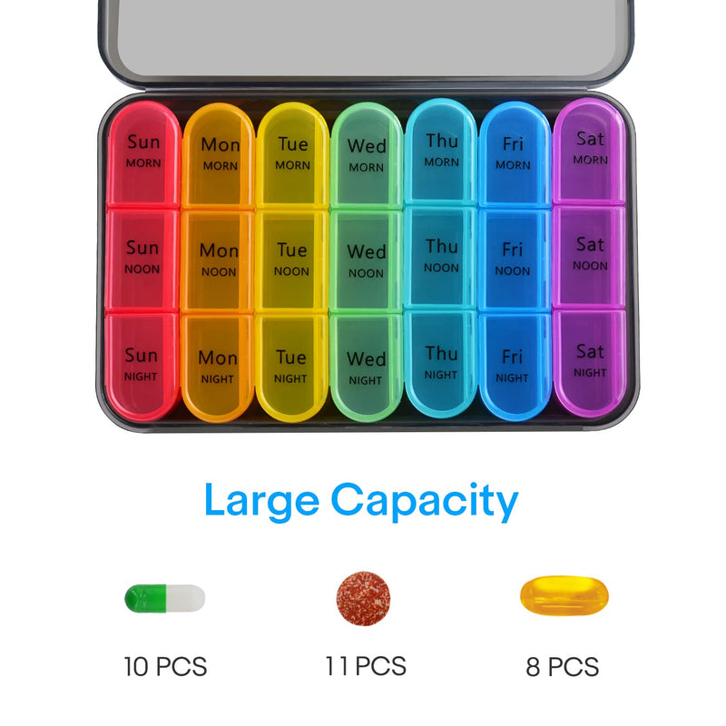 7 day Pill Box Organiser 3 Times Daily Medicine Storage Box,Cruxer Week Medication Tablet Organizer Moisture-Proof BPA Free Travel Dosette Box Dispenser Case to Hold Vitamins,Cod Liver Oil,Supplements 3 Times A Day - BeesActive Australia