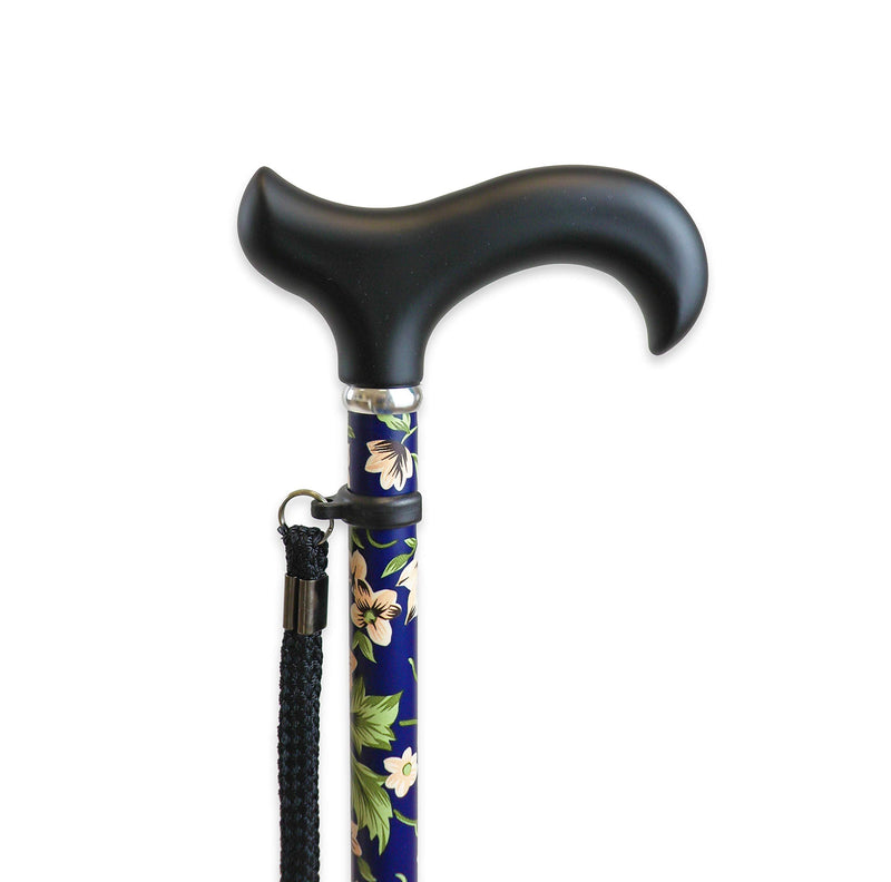 KMINA PRO - Folding Walking Sticks for Ladies, Floral Walking Sticks for Disabled, Folding Walking Sticks for Women, Adjustable Walking Cane for Women, Aluminium Walking Stick Flowers, Flowers Cane Blue - Folding - BeesActive Australia
