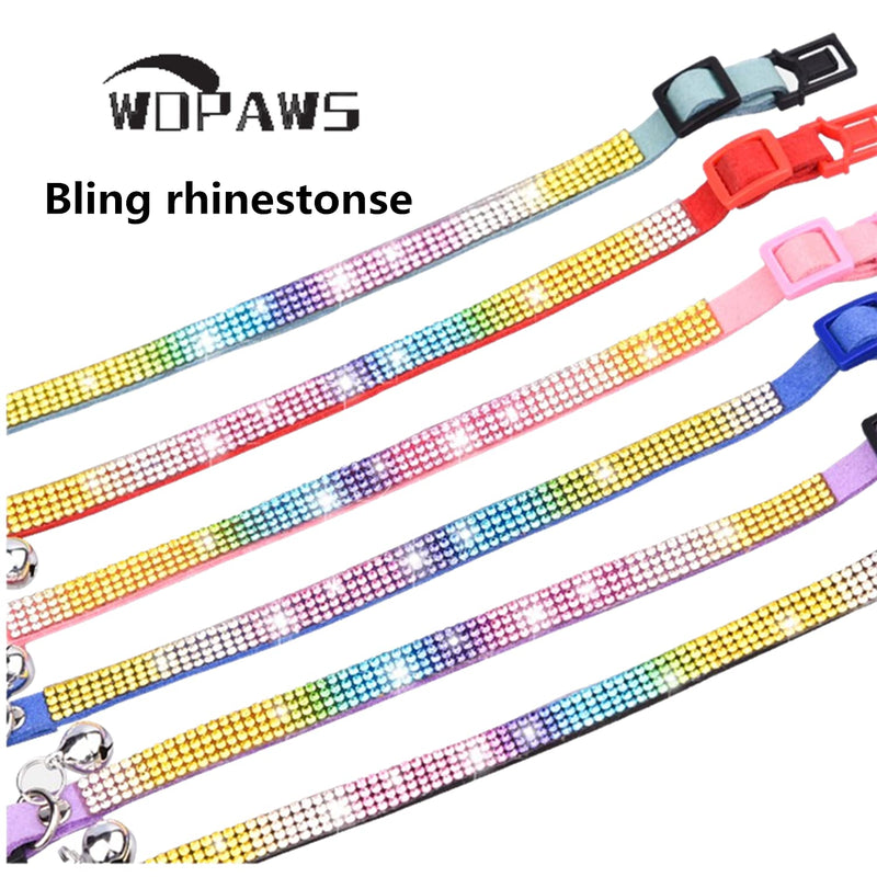 WDPAWS Cat Collar Breakaway Bling Diamond Rhinestone with Bell Adjustable for Cats and Kitten Girl boy Pink - BeesActive Australia
