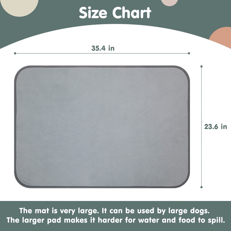 KOOLTAIL Waterproof Dog Food Mat Non-Slip 2 Pack - Absorbent Dog Bowl Mat Large Dogs Feeding Mat Washable Puppy Pee Pads for Dogs Doggy Cats Reusable 35.4" x 23.6" Grey - BeesActive Australia