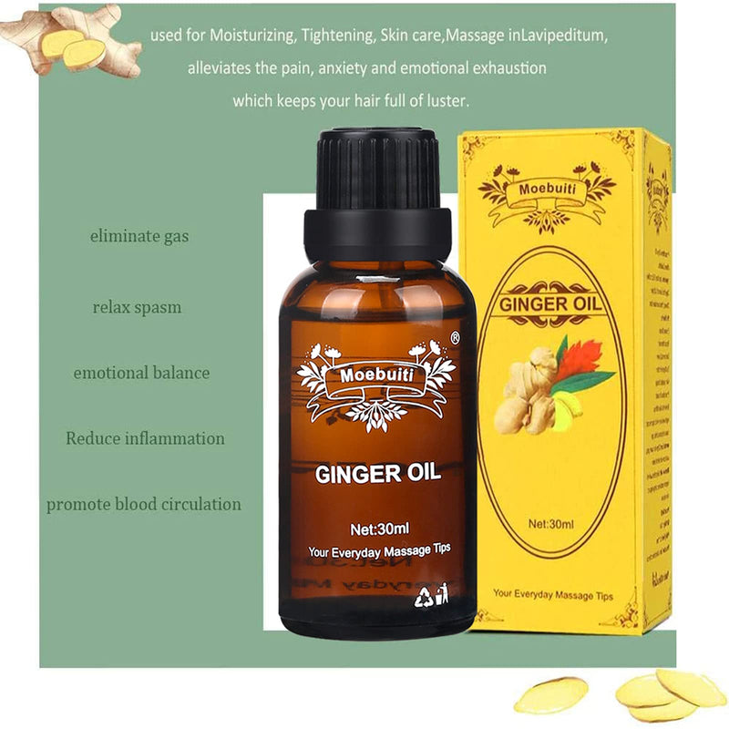 Ginger Essential Oil, Lymphatic Drainage Ginger Oil, Ginger Massage Oils, Belly Drainage Ginger Oil, Ginger Essential Oils for Massage Lymphatic Drainage, Aromatherapy 30 ml (Pack of 3) - BeesActive Australia