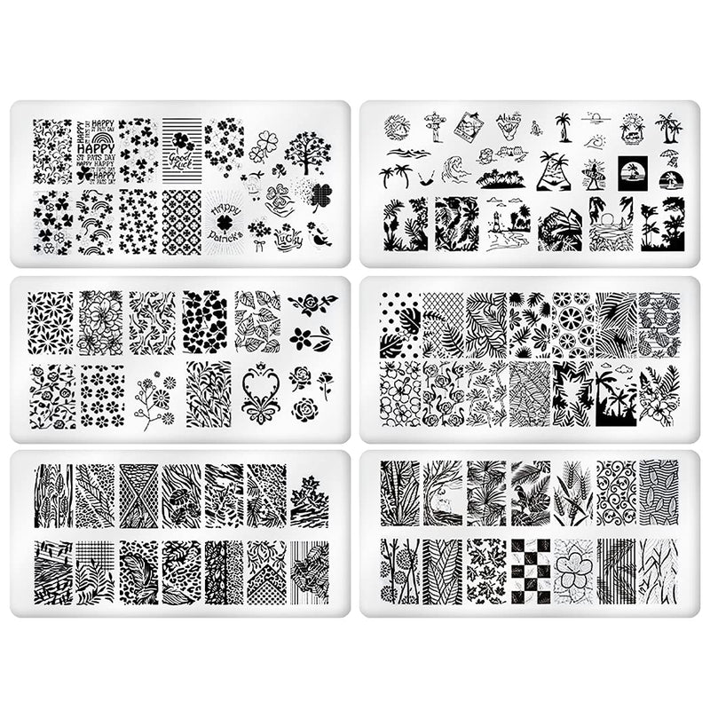 WOKOTO Nail Stamping Plates Set with 5 Pcs Rectangle Flower Butterfly Lace Image Templates Plates for Nails Art Set - BeesActive Australia