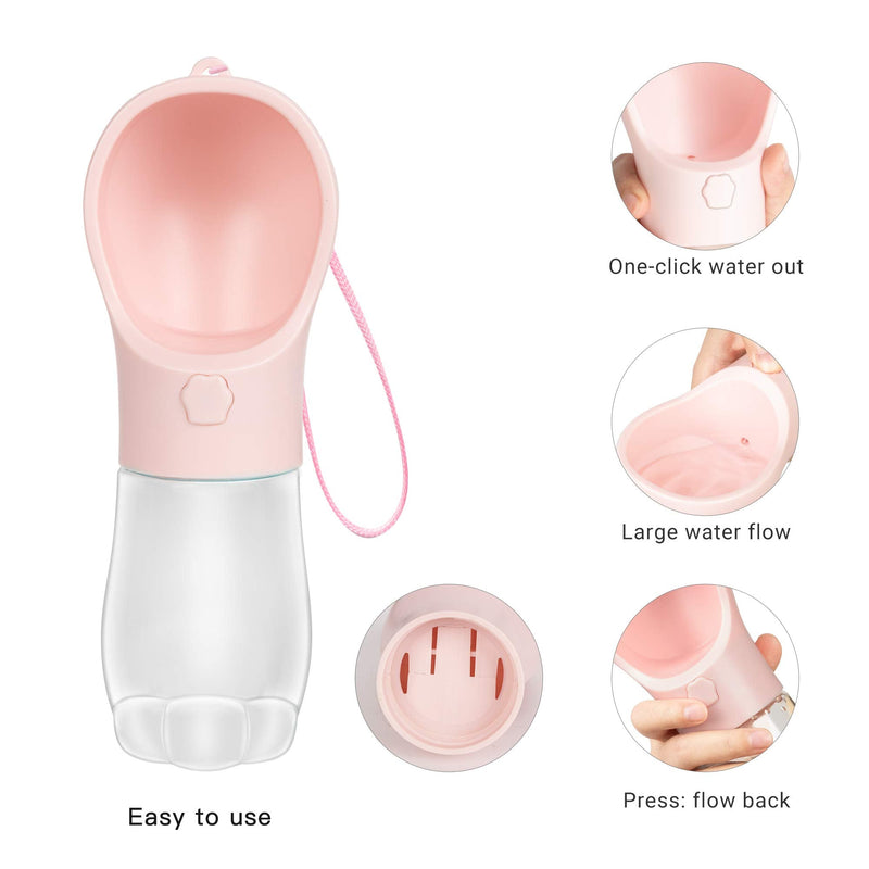 MAEXUS Dog Water Bottle, Travel Water Bowls for Dogs, Portable Dog Bowl with Leak Proof, Puppy Water Dispenser for Doggie Outdoor Walking Hiking, Dog Travel Water Bottle Food Grade (12 Oz) Pink - BeesActive Australia