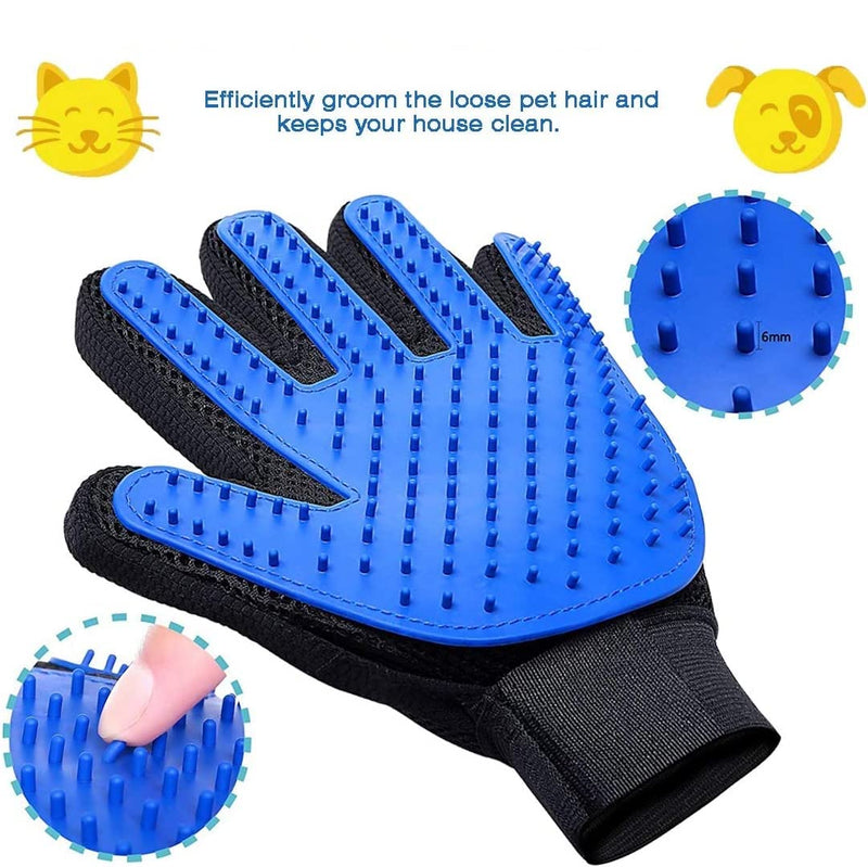 ZHEELO Pet Grooming Gloves Cat Brushes Gloves for Gentle Shedding - Efficient Pets Hair Remover Mittens - Dog Washing Gloves for Long and Short Hair Dogs & Cats & Horses - 1 Pair (Blue) - BeesActive Australia