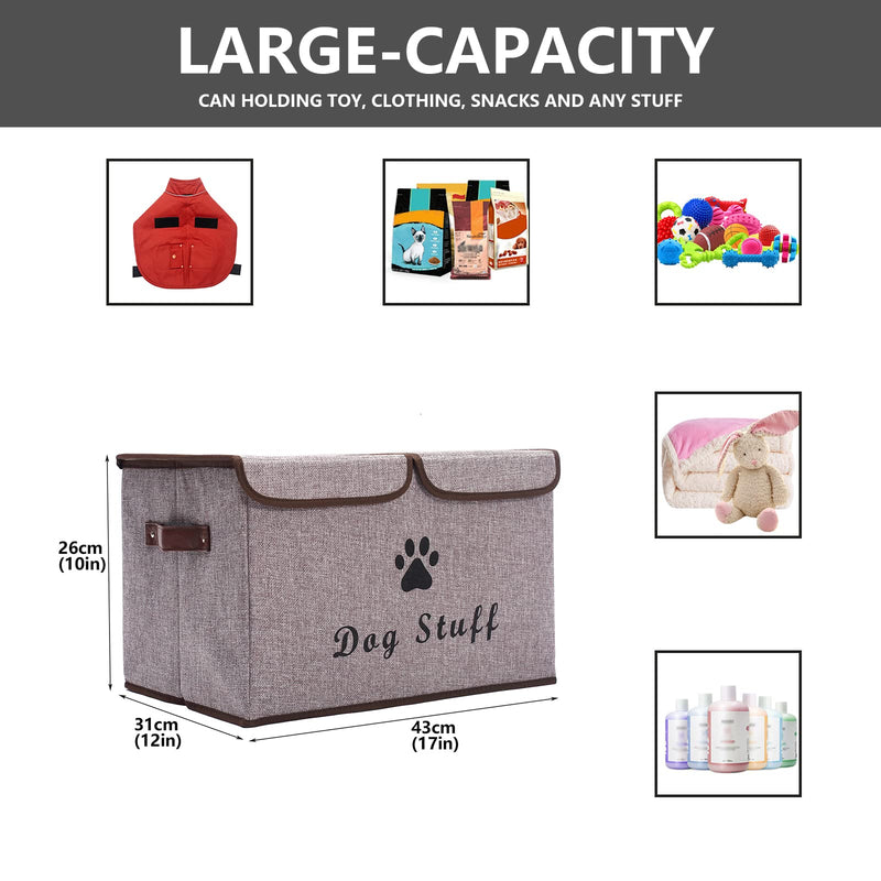 Morezi Large Dog Toy Storage Box with Lid Basket Organizer - Perfect Collapsible Bin for Living Room, Playroom, Closet, Home Organization Dog Light Gray - BeesActive Australia