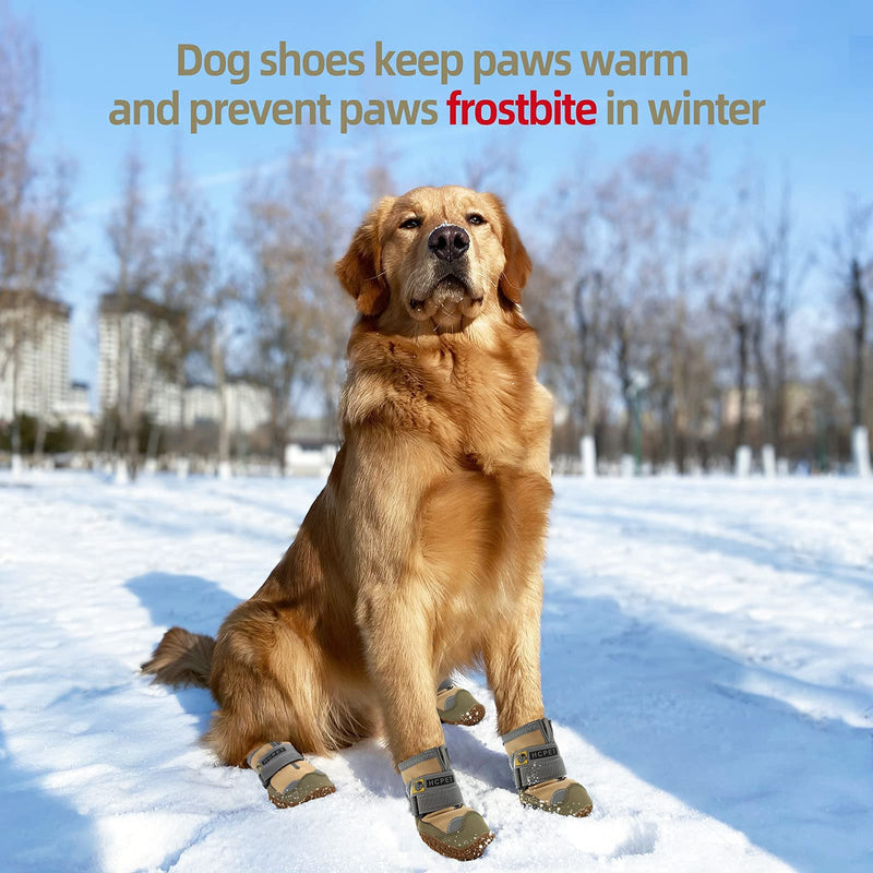 Dog Booties for Hot Pavement Waterproof Breathable Dog Summer Shoes Dog Boot for Small Medium Large Dogs, Puppy Shoes Paw Protector for Hiking 4PCS #4 (width 2.16 inch) for 36-43 lbs Khaki-Waterproof - BeesActive Australia