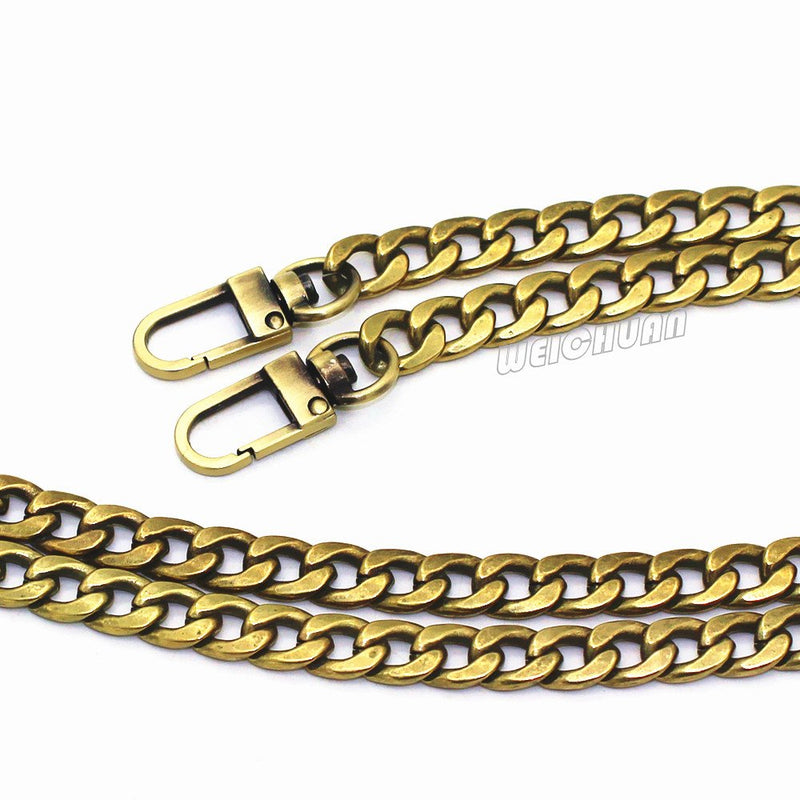 WEICHUAN 47" DIY Iron Flat Chain Strap Handbag Chains Accessories Purse Straps Shoulder Cross Body Replacement Straps, with Metal Buckles (Bronze) Bronze - BeesActive Australia