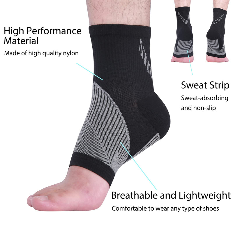 4 Pairs Compression Socks for Women & Men, Ankle Brace for Sprained Ankle, Arch Support Sleeve, Foot Brace Wrap, Arthritis Pain Achilles Tendonitis Planters Facetious Plantar Fasciitis Relief Black L - BeesActive Australia