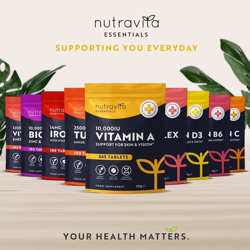 Vitamin A 10,000 IU � 365 Vitamin A Tablets (1 Year Supply) - High Strength Vitamin A Supplement for Normal Skin, Eyes & Immune System - Alternative to Vitamin A Capsules � Vegan Friendly - Nutravita - BeesActive Australia