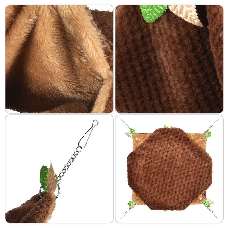 Petmolico 2 Pack Small Animal Hammocks, Warm Plush Hanging Tunnel & Double Tier Bunkbed Hammock Cage for Ferret Guinea Pig Chinchilla Squirrel Rat Hamster Hideout Sleeping Swing Hammock Brown - BeesActive Australia