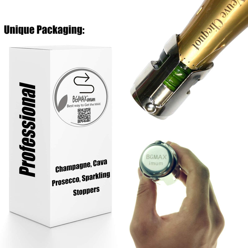 Champagne Sealer Stopper, BGMAX 3 Pack Stainless Steel Sparkling Wine Bottle Plug Sealer Set with a Longer Sealing Plug, Gifts Accessories for Champagne - BeesActive Australia